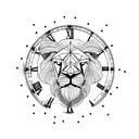 Lion with clock tattoo design idea