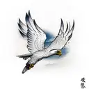 A majestic eagle soaring through a stormy sky tattoo design idea