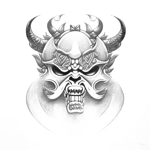 Irish oni mask with Irish runes  tattoo design idea