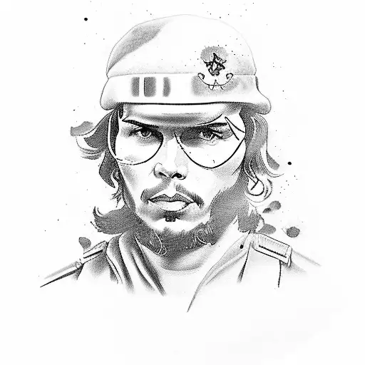  style sleave with che guevara in is and well as soviate insignia tattoo design idea