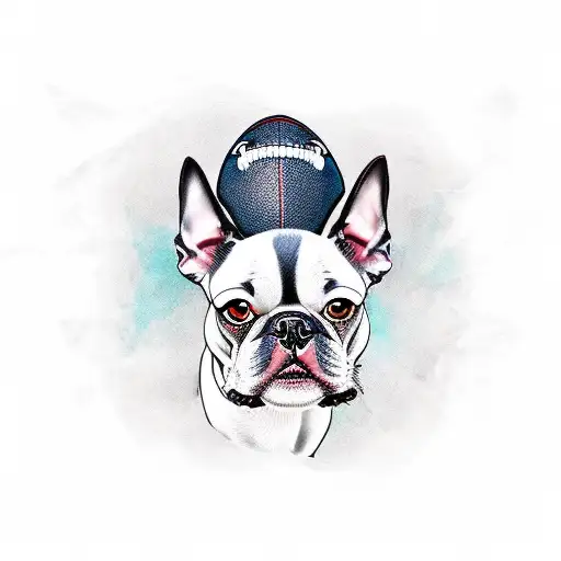 Boston Terrier, football helmet tattoo design idea