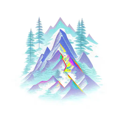 2 peak mountain with opal tattoo design idea