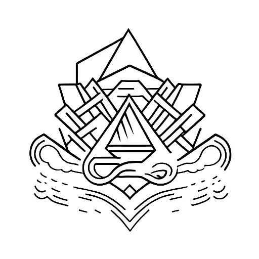 2 peak mountain with opal tattoo design idea