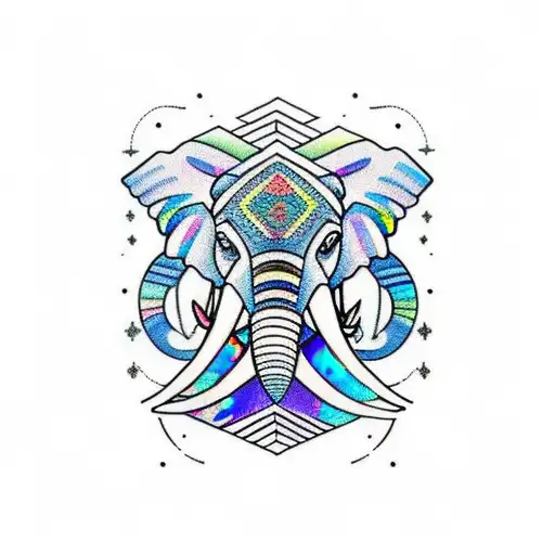 3 peak mountain with opal elephant tattoo design idea