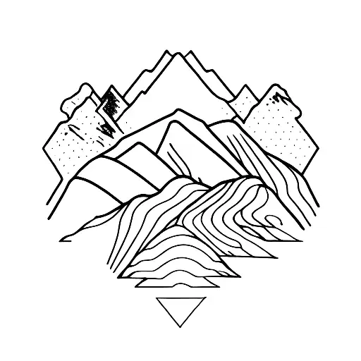 opal mountain three peak tattoo design idea
