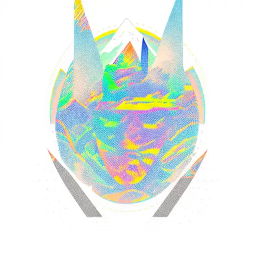 3 peak mountain with opal tattoo design idea