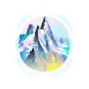 2 peak mountain with opal tattoo design idea