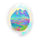 2 peak mountain with opal tattoo design idea