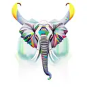 3 peak mountain with opal elephant tattoo design idea