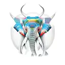 3 peak mountain with opal elephant tattoo design idea