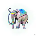 3 peak mountain with opal elephant tattoo design idea