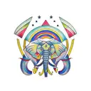 3 peak mountain with opal elephant tattoo design idea