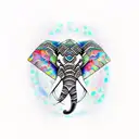 elephant with opal mountains tattoo design idea
