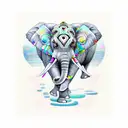 elephant with opal mountains tattoo design idea
