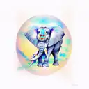 elephant with opal mountains tattoo design idea