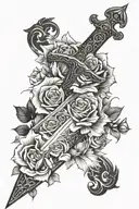 Tattoo sleeve Back of forearm Sword with words, all Glory to God  Words or verse on cross  Basic flowers that can be dra tattoo design idea