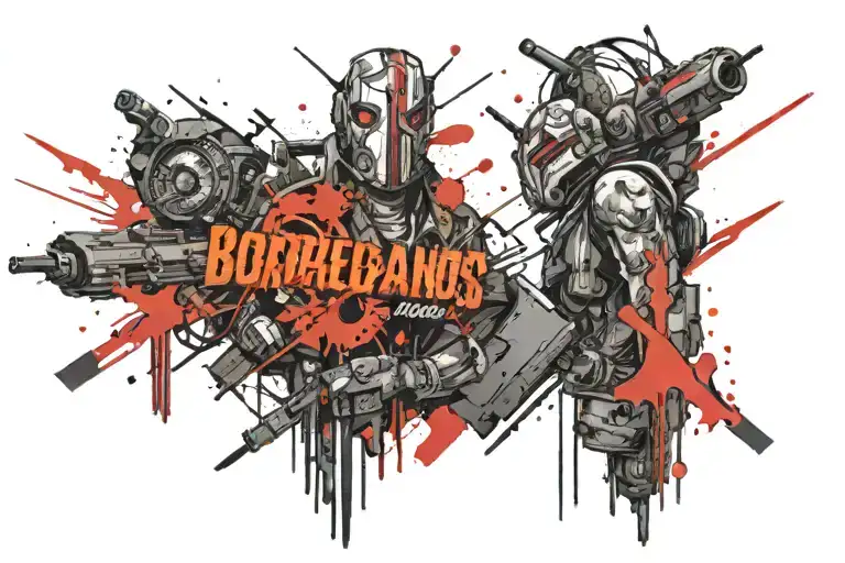 borderlands theme sleeve tattoo design idea
