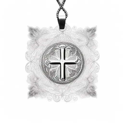 Christian Cross necklace tattoo design idea