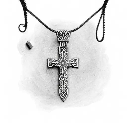 Christian Cross necklace tattoo design idea