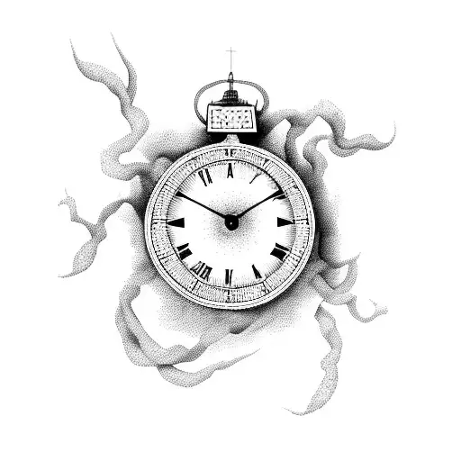 blind death blindfolded and a time clock in his hand tattoo design idea