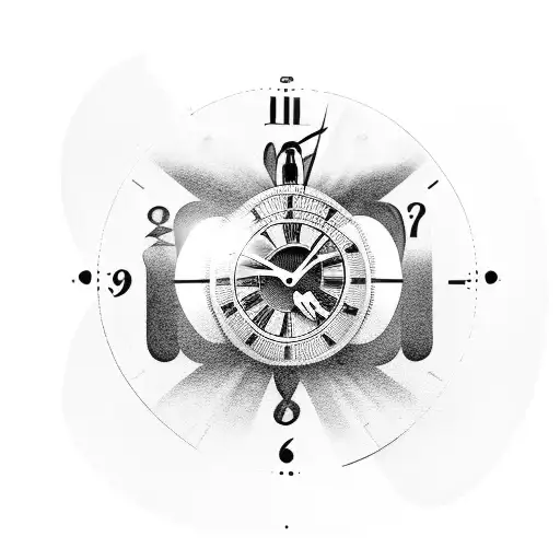 blind death blindfolded and a time clock in his hand tattoo design idea