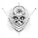 blind death blindfolded and a time clock in his hand tattoo design idea