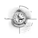 blind death blindfolded and a time clock in his hand tattoo design idea