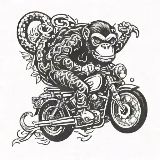 monkey biker harley ape tattoo design idea