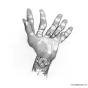 hand holding branch tattoo design idea