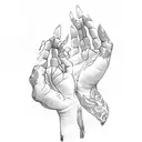 hand holding branch tattoo design idea