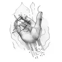 hand holding wand tattoo design idea