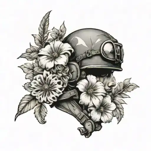 french paratrooper + flower + tattoo design idea