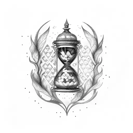 fenix coming out of a hourglass tattoo design idea