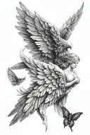 white angel wing and black angel wing tattoo design idea