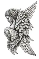 white angel wing and black angel wing tattoo design idea