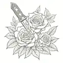 small knife and rose intertwined tattoo design idea