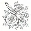 small knife and rose intertwined tattoo design idea