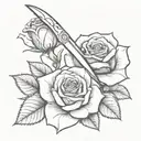 small knife and rose intertwined tattoo design idea