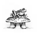 frog on mushroom tattoo design idea