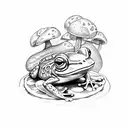 frog on mushroom tattoo design idea