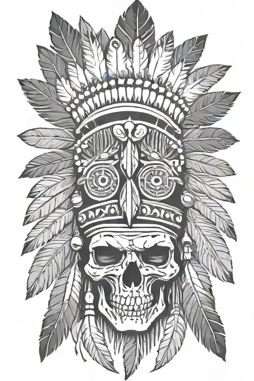 native american skull tattoo design idea