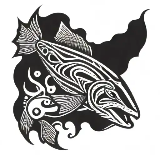Native American chum salmon  tattoo design idea