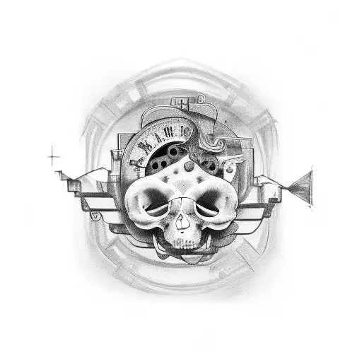 I wanted a tattoo design for the back that had these elements in it: brain, stairs, fetus, clock, atheist, death, quantu tattoo design idea