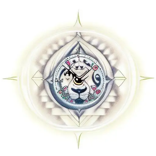  these elements in it: persian, lion and sunbrain, stairs, fetus,baby ,clock, atheist, death, quantum, a Man , universe  tattoo design idea