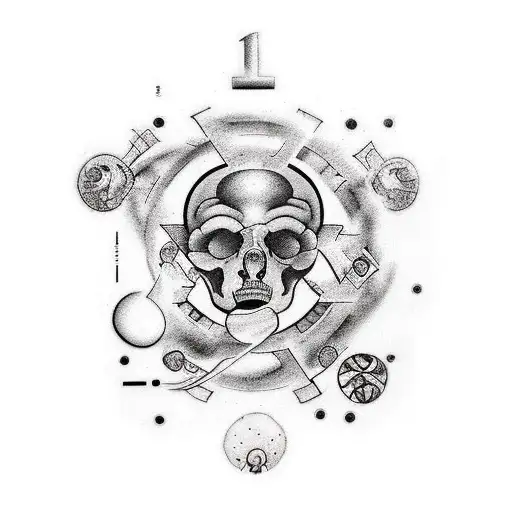  these elements in it: brain, stairs, fetus,baby ,clock, atheist, death, quantum, a Man , universe  tattoo design idea