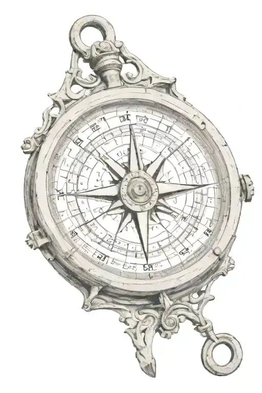 vintage roman numeral compass tattoo design idea