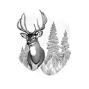 whitetail deer in the forest  tattoo design idea