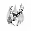 whitetail deer in the forest  tattoo design idea