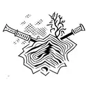 A pickaxe with its handle like a root of a tree tattoo design idea