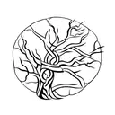 A pickaxe with its handle like a root of a tree tattoo design idea